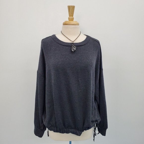 Lou & Grey Tops - Lou & Grey Womens Fluffy Fleece Side Tie Sweatshirt Size XL Long Sleeve Gray NWT